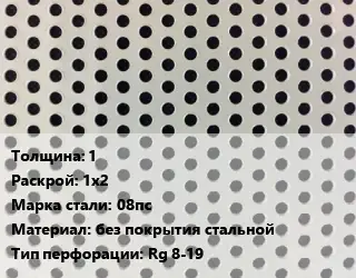 Лист перфорированный 1 1х2 Марка: 08пс без покрытия стальной Rg 8-19